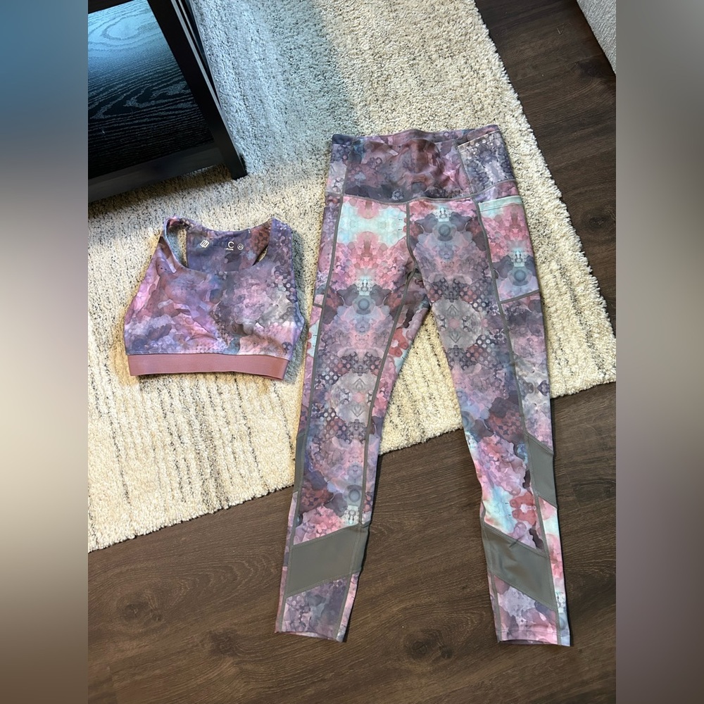 Linc Active Lilac Multi Patterned Workout Legging… - image 3